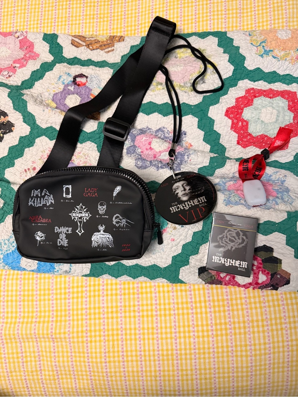 Black Graphic Crossbody Bag - Lady Gaga VIP Merch Mayhem Ball - Picture 2 of 3